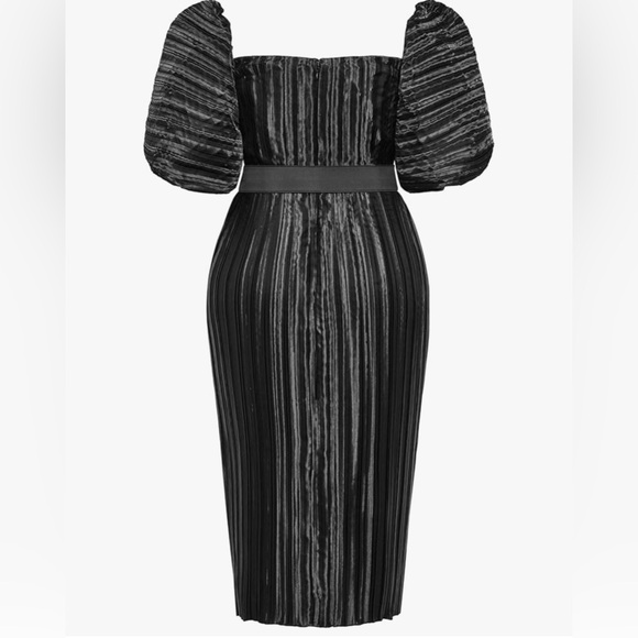 NWT City Chic Women's Plus Size Black Pleat Cocktail Dress Krista Pleat Size 14 - Picture 10 of 11